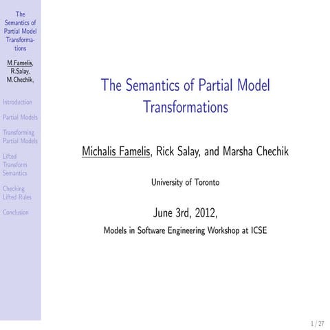 The Semantics of Partial Model Transformations