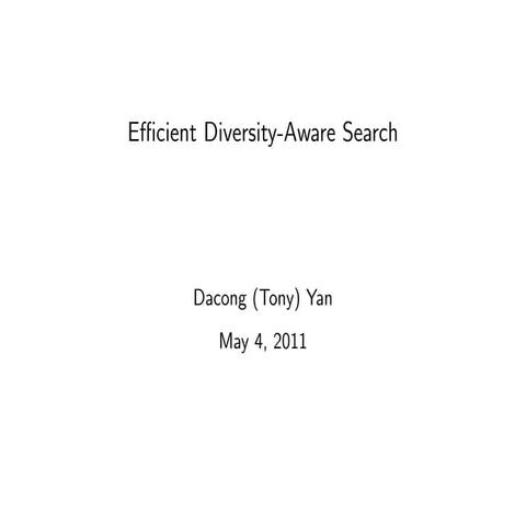 Efficient Diversity-Aware Search