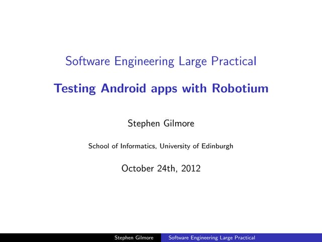 Testing Android apps with Robotium