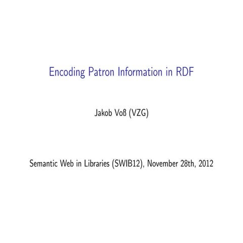 Encoding Patron Information in RDF