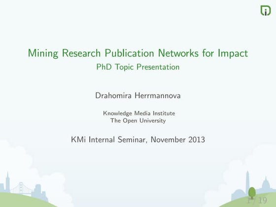 Mining Research Publication Networks for Impact -- KMi Internal Seminar