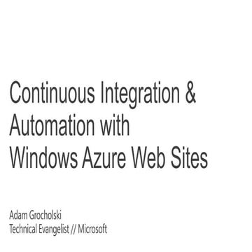 St. Louis Day of .NET 2013 - Continuous Integration and Scripting with Window...