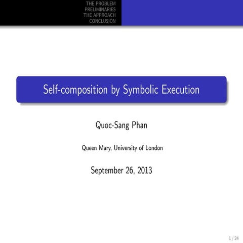 Self-composition by Symbolic Execution