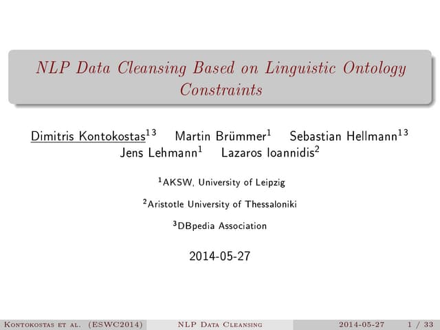 NLP Data Cleansing Based on Linguistic Ontology Constraints