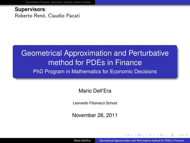 Workshop 2011 of Quantitative Finance