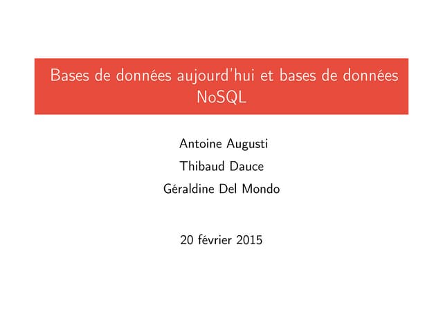 Introduction aux bases de données NoSQL
