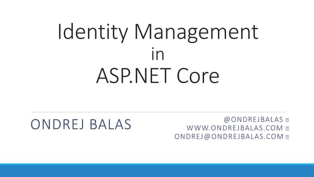Identity in ASP.NET Core