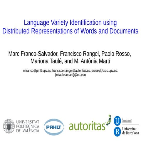 Language Variety Identification using Distributed Representations of Words an...