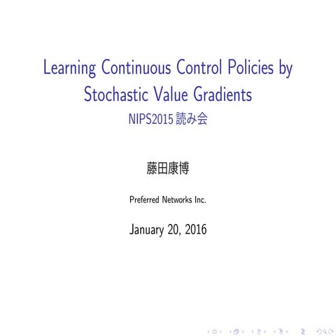 Learning Continuous Control Policies by Stochastic Value Gradients