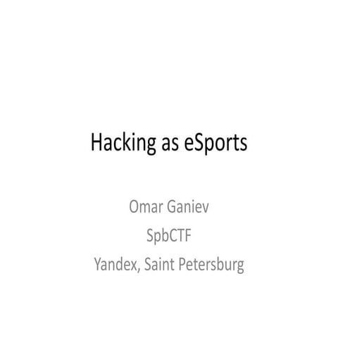 Hacking as eSports
