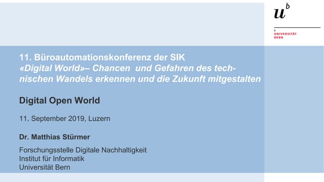 Digital Open World - Vortrag an der 11. Büroautomationskonferenz der SIK