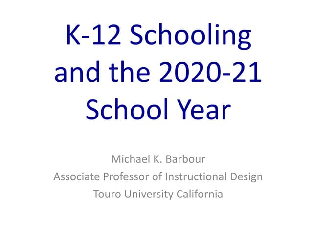 Solano County Virtual Fair 2020 - K-12 Schoolingand the 2020-21 School Year