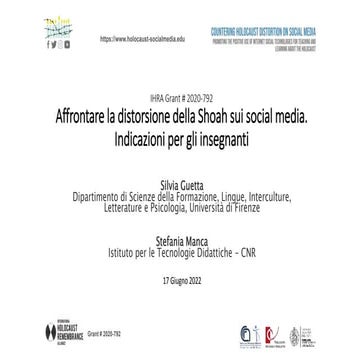 Affrontare la distorsione della Shoah sui social media. Indicazioni per gli insegnanti