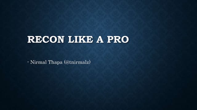 Recon like a pro