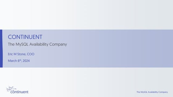 Continuent Tungsten Value Proposition Webinar