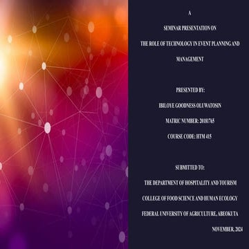 The roles of technology in Event planning and management