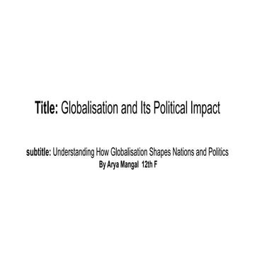 Effects and consequences of Globalisation on Indian Society. | PPTX
