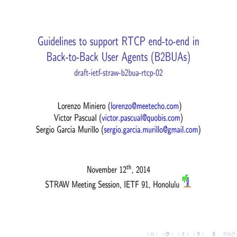 Guidelines to support RTCP end-to-end in Back-to-Back User Agents (B2BUAs)
