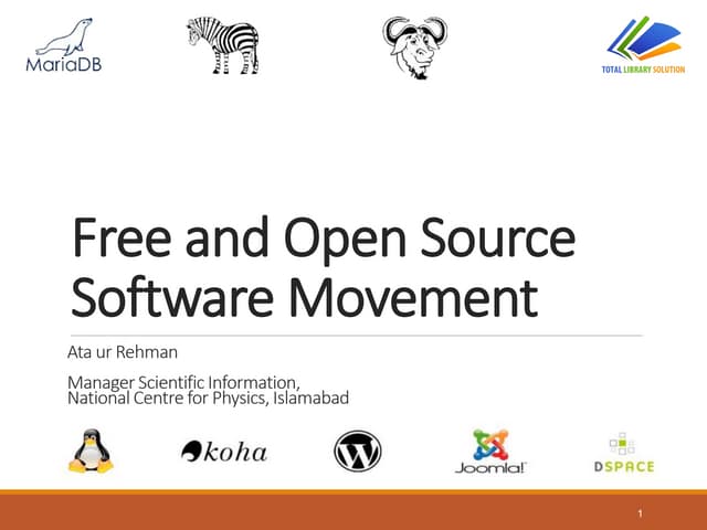 Free and Open Source Software Movement in Libraries of Pakistan