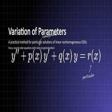 Variation Of Parameter (Differential Equations) | PPTX