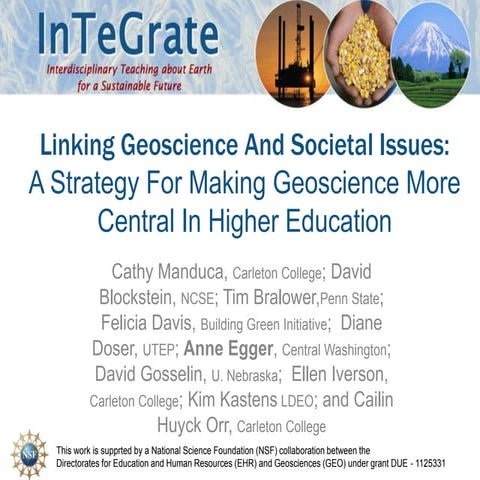 Slides for linking geoscience and societal issues