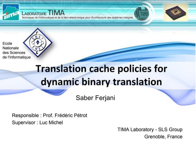 Translation Cache Policies for Dynamic Binary Translation | PDF ...