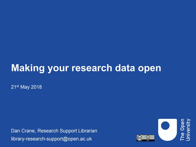 Making your research data open