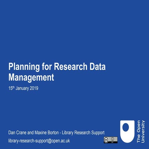 Planning for Research Data Management