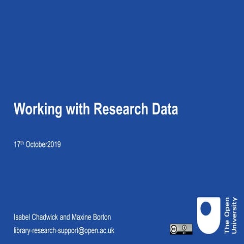 Working with Research Data 17th October 2019