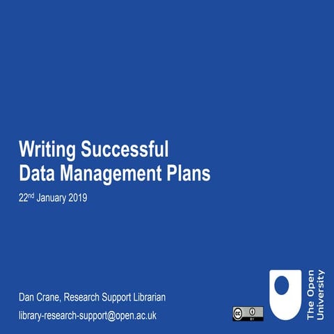 Writing successful Data Management Plans