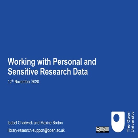 Working with Personal and Sensitive Research Data 12/11/20
