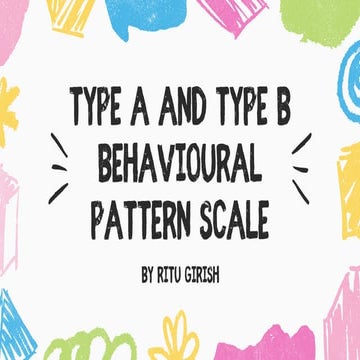 Type A/B Behavioural Pattern Scale - Personality Assessment