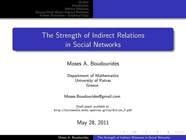 The Strength of Indirect Relations in Social Networks