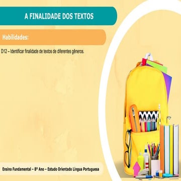 Slides 18 - A finalidade dos textos (Descritor 12).pptx