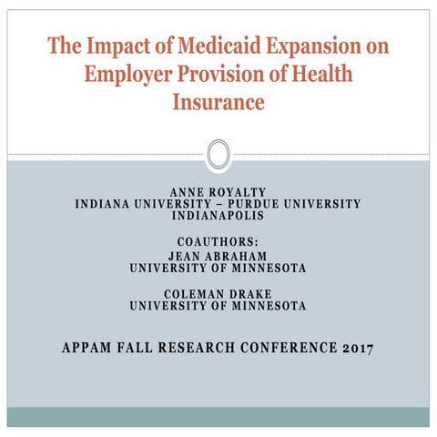 The Impact of Medicaid Expansion on Employer Provision of Health Insurance