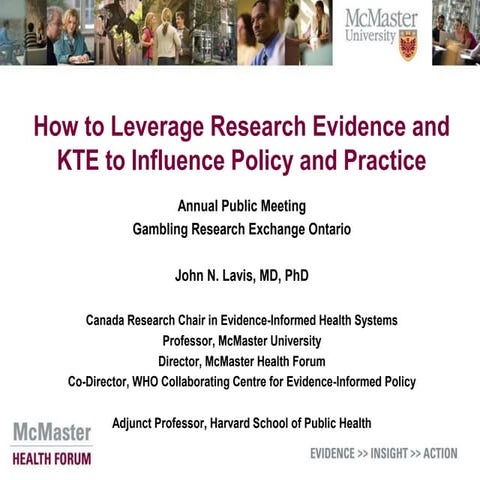 How to Leverage Research Evidence and KTE to Influence Policy and Practice