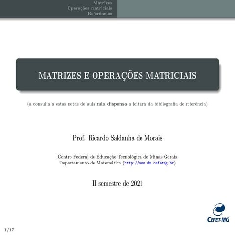 Matrizes e Operações Matriciais