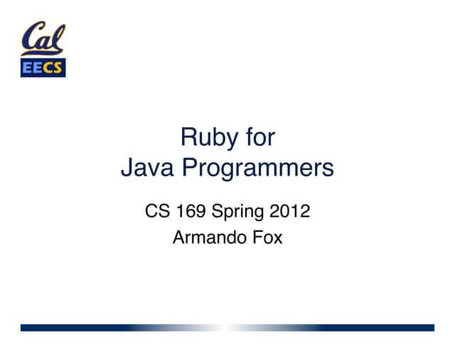 Slides chapter3part1 ruby-forjavaprogrammers | PPT