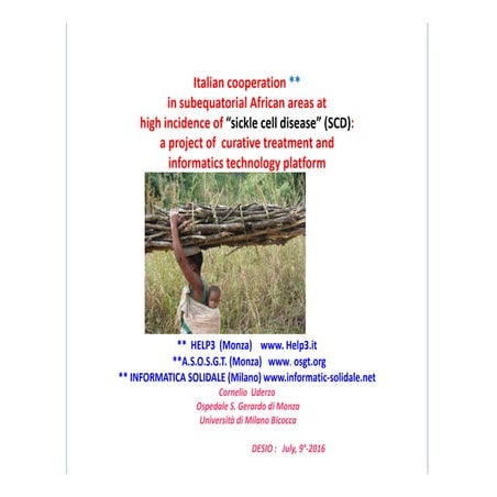 Sickle cell disease” (SCD): a project of  curative treatment and  informatics...