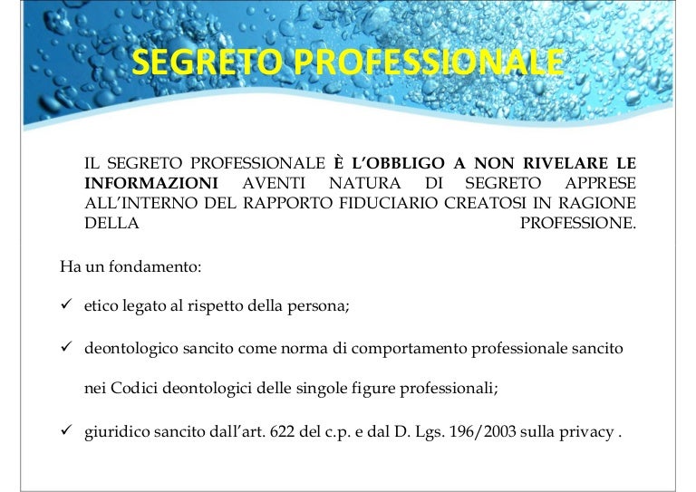 Privacy e segreto professionale