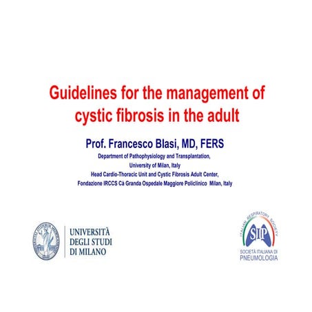 Guidelines on the management of cystic fibrosis in the adult ...