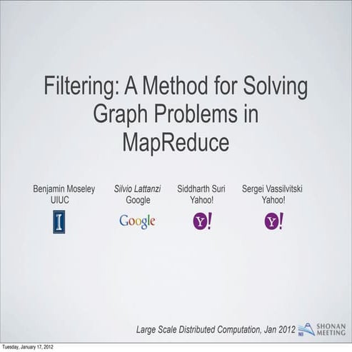 Filtering: a method for solving graph problems in map reduce | PPT