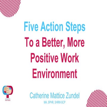 HR Webinar: Five Action Steps to a Better, More Positive Work Culture