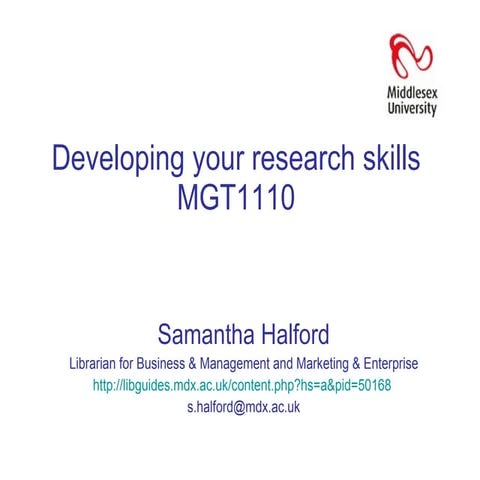 Developing your research skills