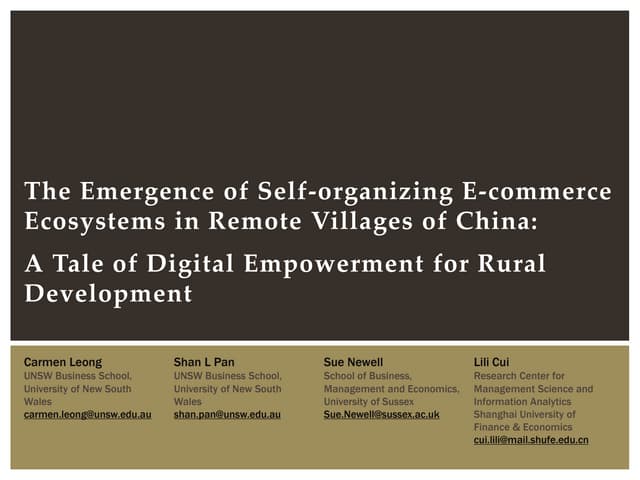 The Emergence of Self-organizing E-...