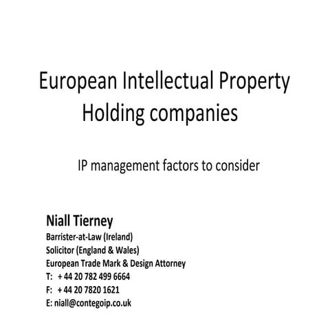 Intellectual Property Holding Companies in the European Union
