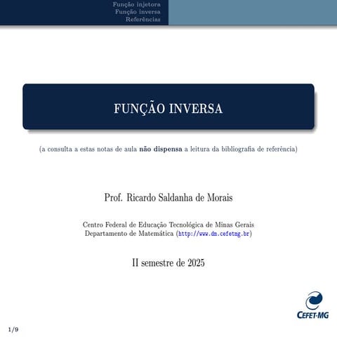 Funções invertíveis: aplicação injetora, gráfico | PDF