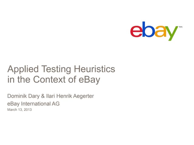 Applied Testing Heuristics in the Context of eBay