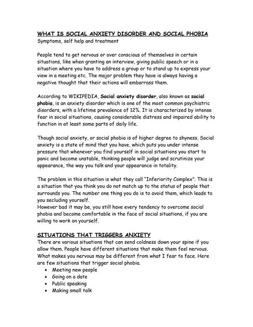 Social phobia (social anxiety disorder) | PPTX | Brain and Nervous ...