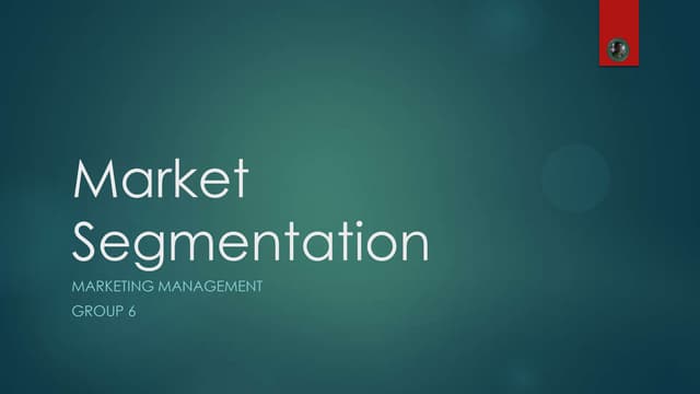  Market Segmentation